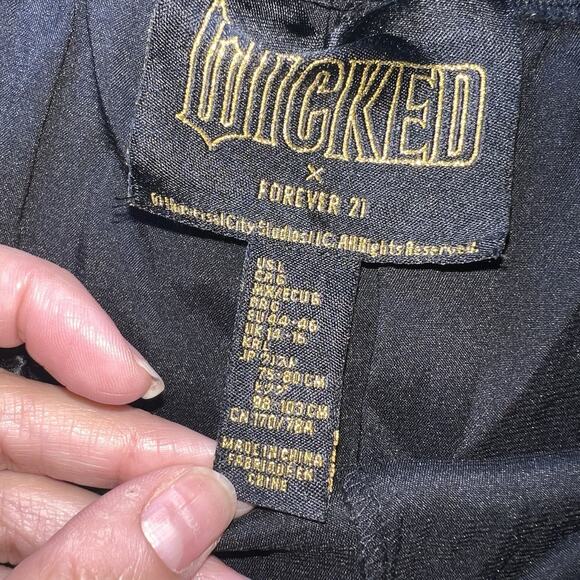 Wicked x Forever 21 Pajama Set Women’s Size L Black Satin Sparkle Embellished - Picture 11 of 12